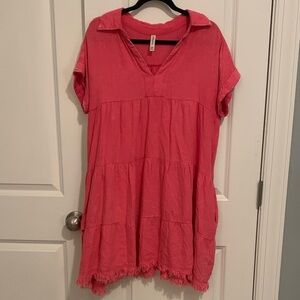 Zenana Outfitters Linen blend Coral dress